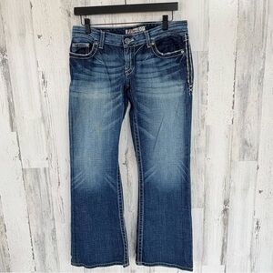 BKE Women’s Sabrina Size 31X30 Boot Cut Blue Denim Jeans Zip & Button Closure